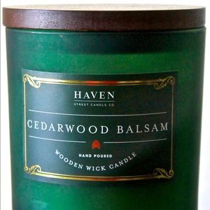 HAVEN STREET CANDLE CEDARWOOD BALSAM RICHLY SCENT NEW WOOD WICK 11.7oz